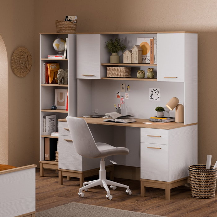 Hanah Home Etto - Mm1.44.02.W1 Escritorio de Estudio Madera y Roble Blanco